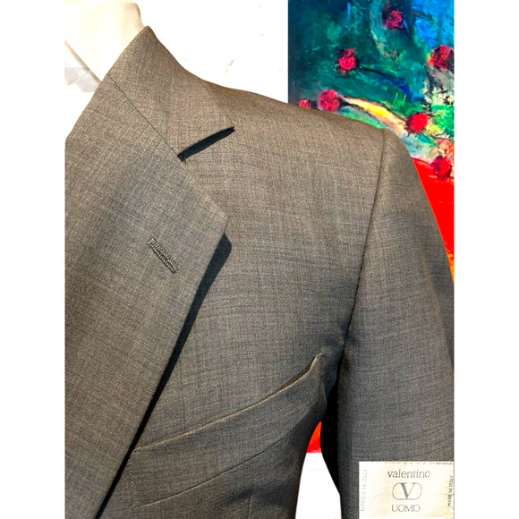 Valentino Uomo 44R Gray Nailhead Lightweight Blazer Sport Coat Jacket Note - Picture 4 of 14